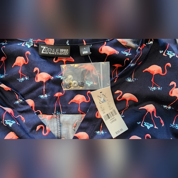 7th Avenue Navy Blouse Large - Picture 2 of 2